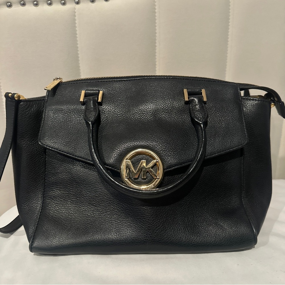 Michael Kors Black Purse with Gold Accents